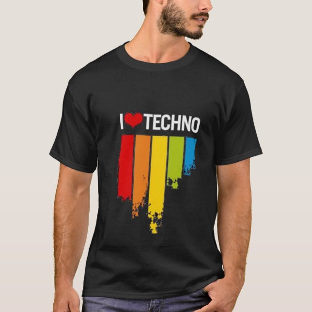 Amo la camiseta de Techno (Anverso)