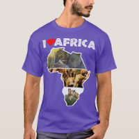 Amo la camiseta del Collage de Africa Wildlife Map