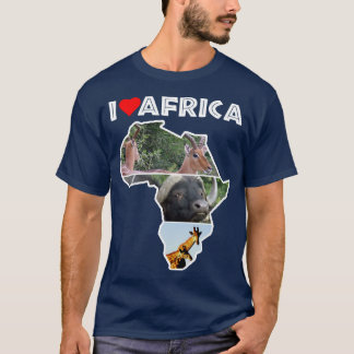 Amo la camiseta del Collage de Africa Wildlife Map