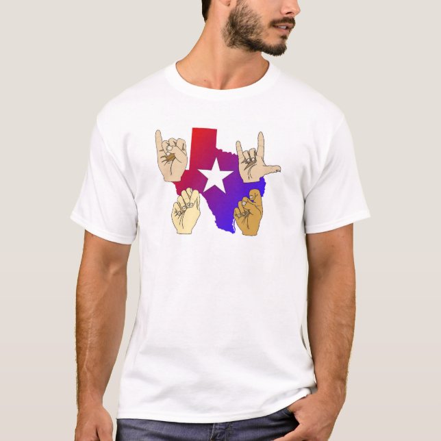 AMO LA CAMISETA DEL LENGUAJE DE SIGNOS DE TEJAS (Anverso)