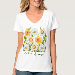 Amo la camiseta del narciso de la primavera