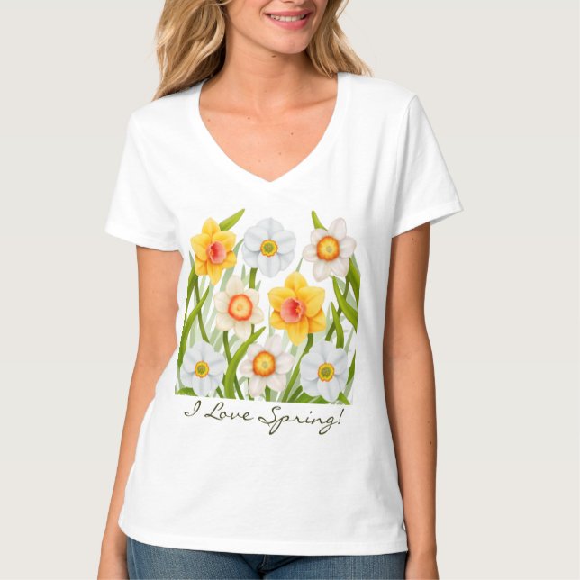 Amo la camiseta del narciso de la primavera (Anverso)