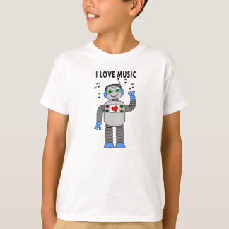 Amo la camiseta del robot de la música