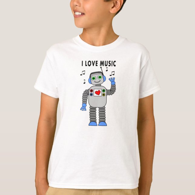 Amo la camiseta del robot de la música (Anverso)