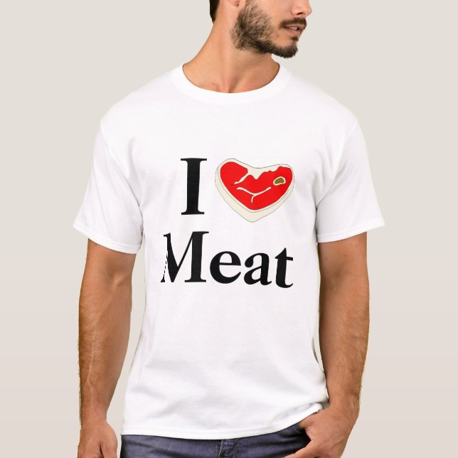 Amo la camiseta destruida carne (Anverso)