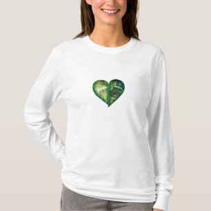 Amo la camiseta larga verde de la manga