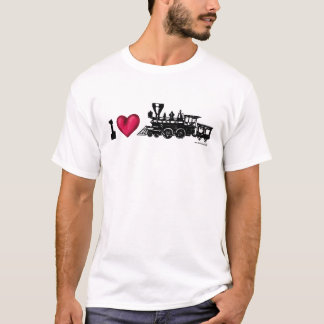 Amo la camiseta locomotora del arte gráfico del
