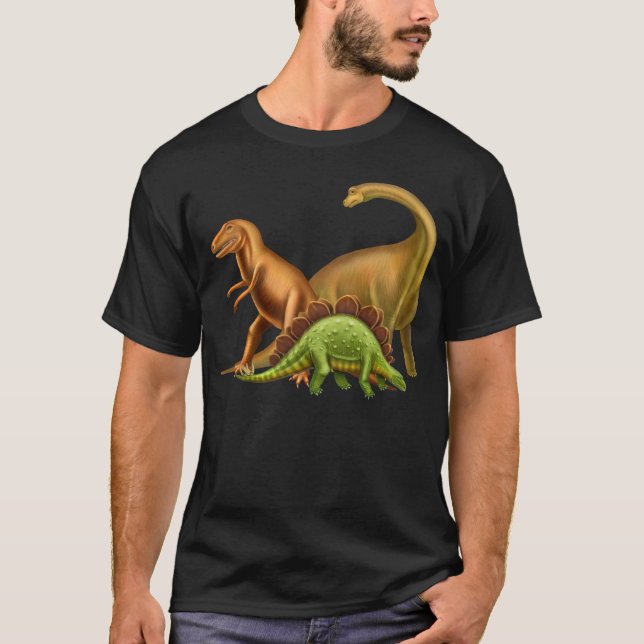 Amo la camiseta oscura adulta de los dinosaurios (Anverso)