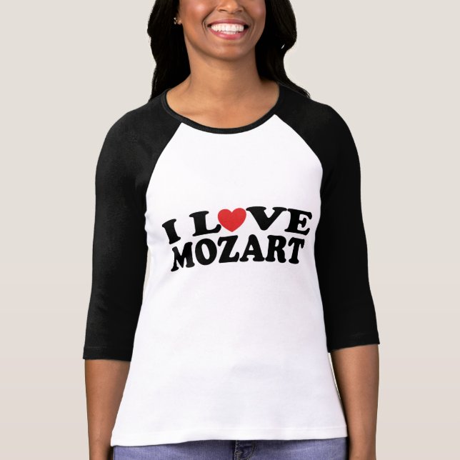 Amo la camiseta para mujer del jersey de Mozart (Anverso)
