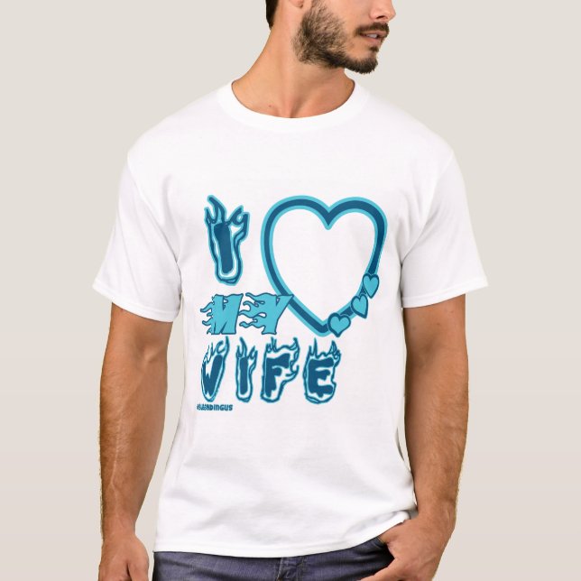 Amo la camiseta Personalizado de mi mujer en AZUL  (Anverso)