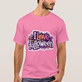 Amo la camiseta rosa de los hombres de Halloween