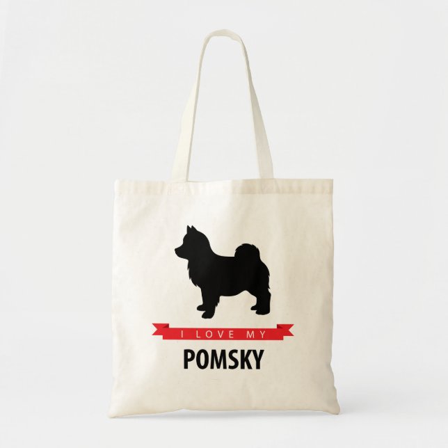 Amo la mi bolsa de asas de Pomsky (Frente)
