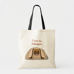 Amo la mi bolsa de asas del perro de Pekingese del