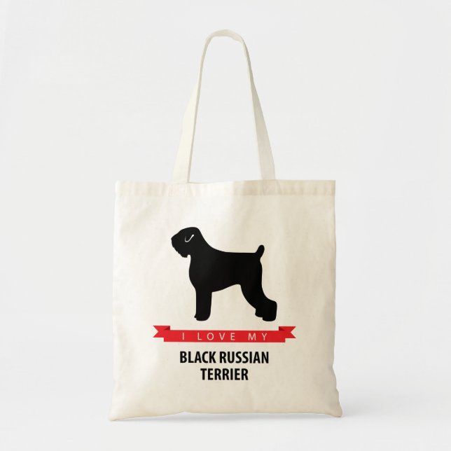 Amo la mi bolsa de asas negra de Terrier del ruso (Frente)