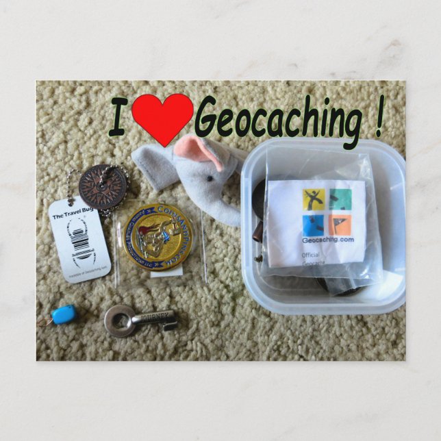 Amo la postal de Geocaching: Abrir caché (Anverso)