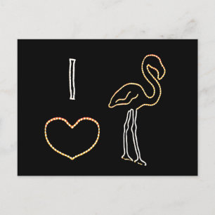 Amo la postal Neon Flamingos