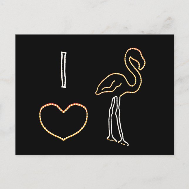 Amo la postal Neon Flamingos (Anverso)