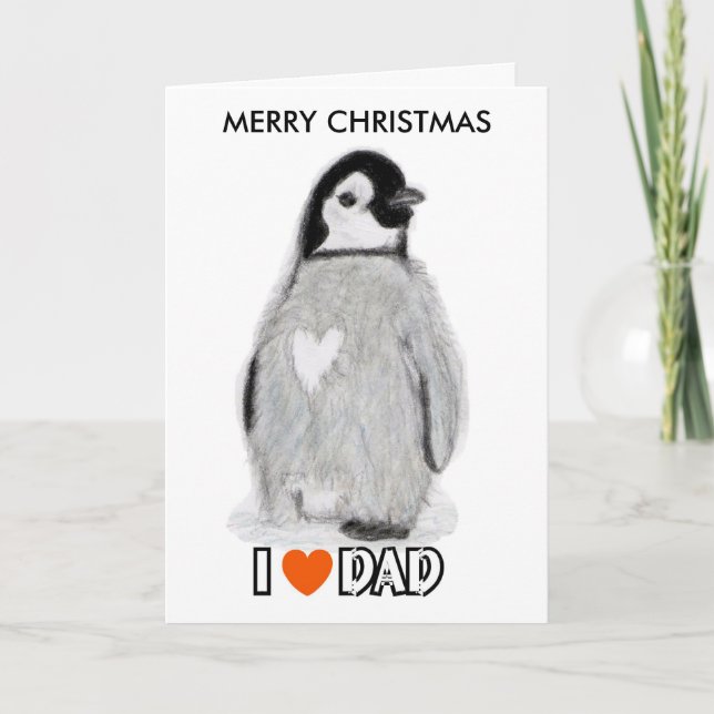 AMO la tarjeta del arte del navidad del PINGÜINO (Anverso)