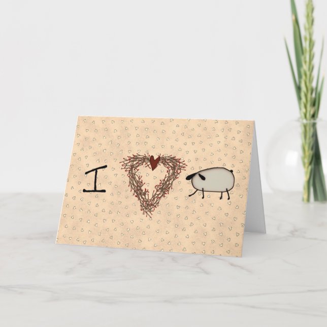 Amo La Tarjeta El día de San Valentín Ewe (Anverso)