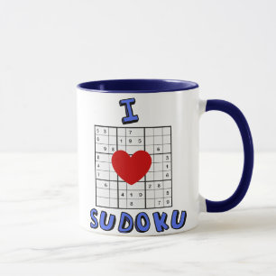 Amo la taza de café del rompecabezas de Sudoku de
