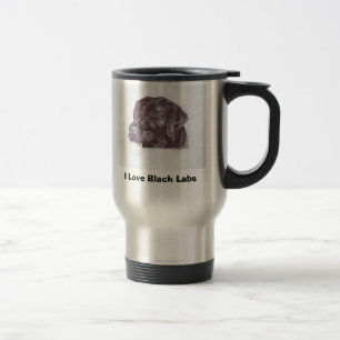 Amo la taza de café negra del viaje de los