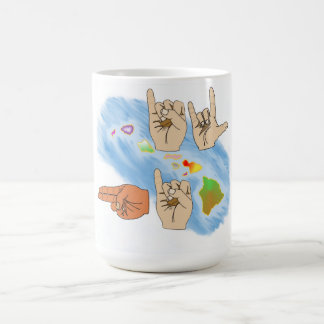 AMO LA TAZA DE LA BEBIDA DEL LENGUAJE DE SIGNOS DE