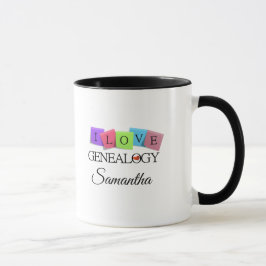 Amo la taza del árbol de familia de la genealogía