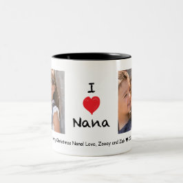 Amo la taza del personalizable de la foto de Nana