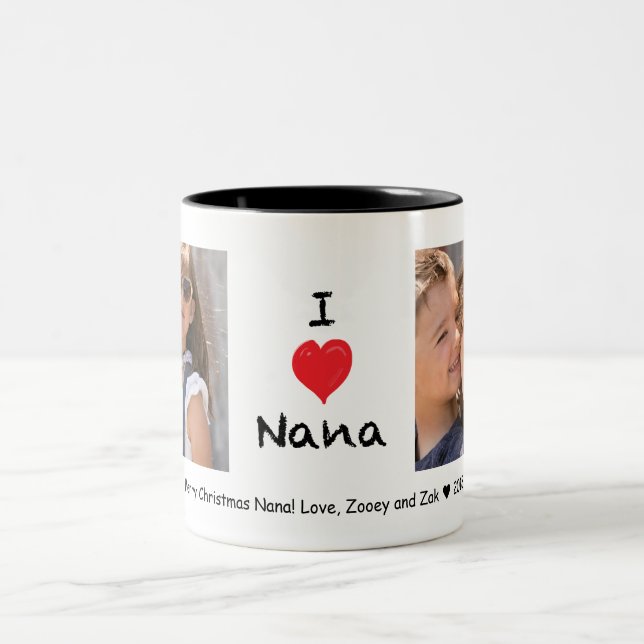 Amo la taza del personalizable de la foto de Nana (Centro)