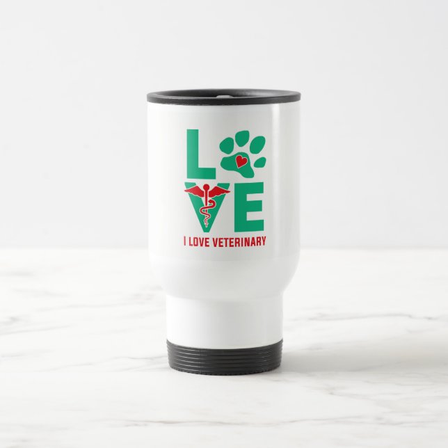 Amo la taza veterinaria del viaje (Centro)