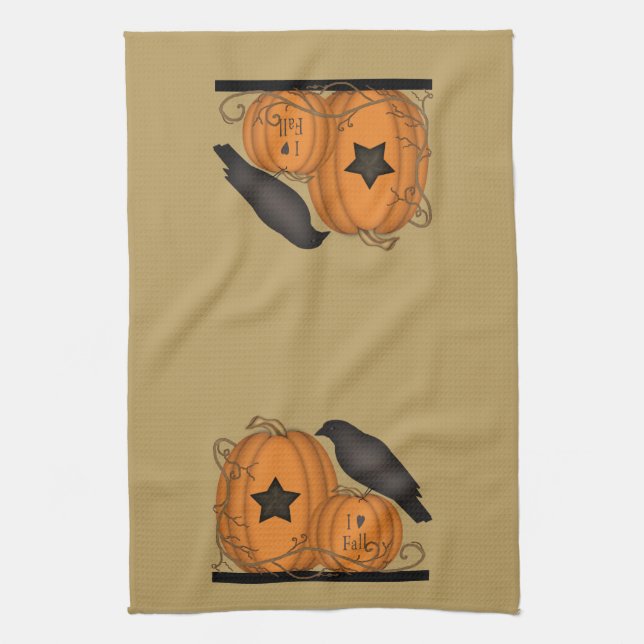 Amo la toalla de la calabaza del cuervo de la (Vertical)