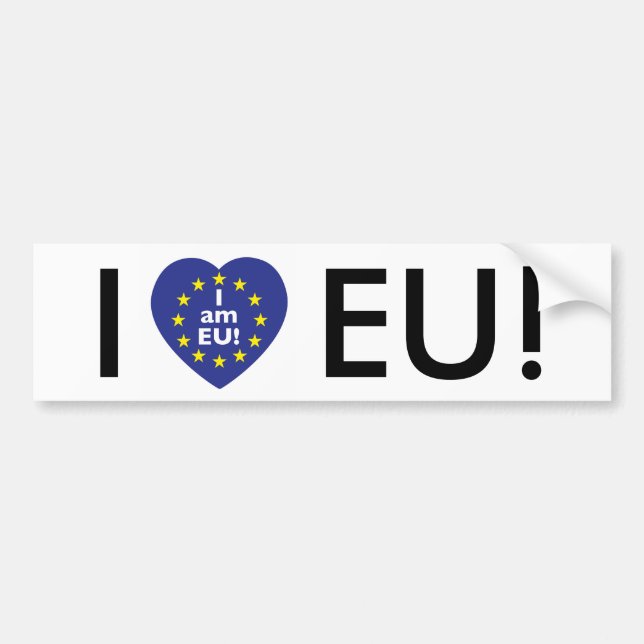 ¡Amo la UE! ¡Soy UE! Pegatina para el parachoques (Frente)