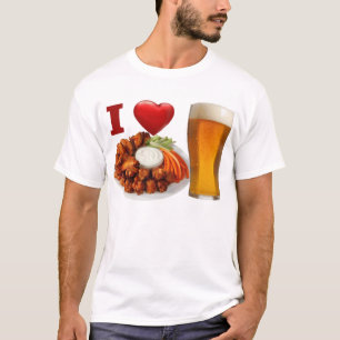 Amo las alas de búfalo y la camiseta de la cervez