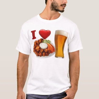 Amo las alas de búfalo y la camiseta de la cerveza