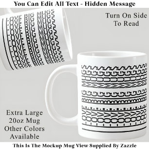 Amo las tazas grandes Mensaje oculto 157B Novedad