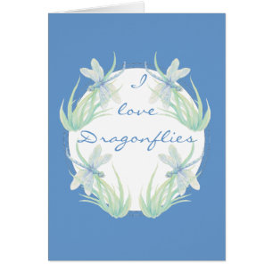 Amo libélulas en acuarela azul y verde