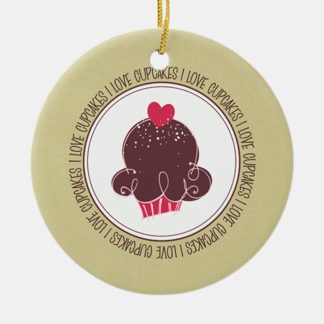 Amo Los Cupcakes Ornamentos Cerámicos De Navidad (Frente)