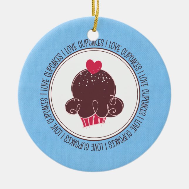 Amo Los Cupcakes Ornamentos Cerámicos De Navidad (Frente)
