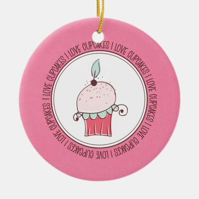 Amo Los Cupcakes Ornamentos Cerámicos De Navidad (Frente)