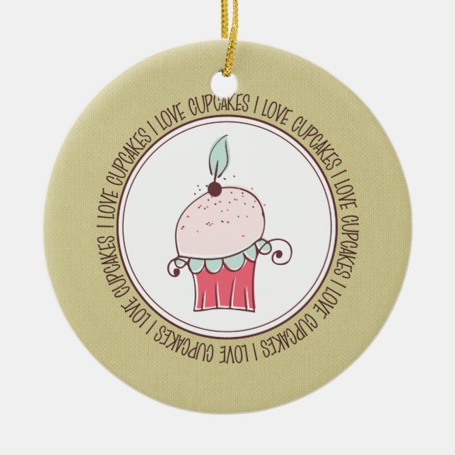 Amo Los Cupcakes Ornamentos Cerámicos De Navidad (Frente)