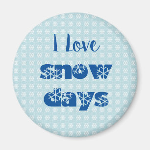 Amo los Días de Nieve Moderno Imán Azul De Nieve