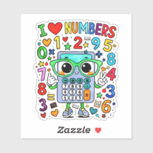 Amo los Números Pegatina de Matemáticas Linda para
