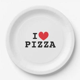 Amo los platos de papel para fiestas de Pizza