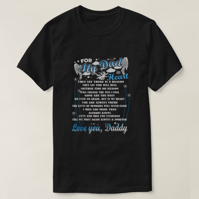 Amo Memorial En El Que Vive Mi Papá Camiseta Para  (Diseño del anverso)