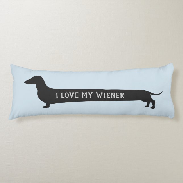 Amo mi almohada larga de la silueta del Dachshund (Anverso)