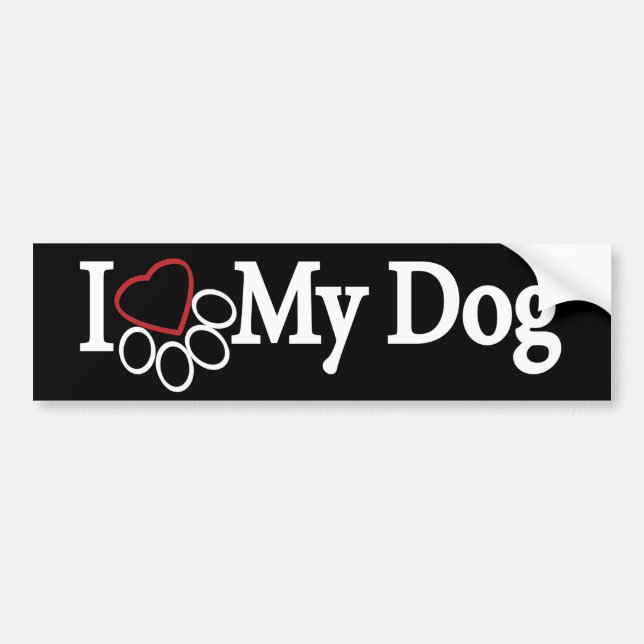 Amo mi blanco del perro en pegatina para el (Frente)