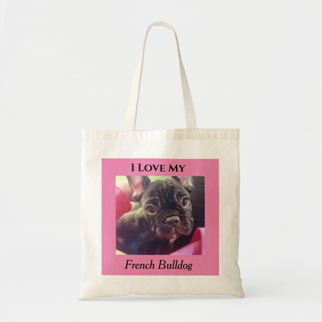 Amo Mi Bolsa De Tote De Bulldog Francés (Frente)