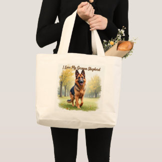 Amo mi bolso tote gigante de Pastor Alemán