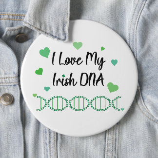 Amo mi botón de trébol de ADN irlandés