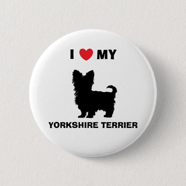 "Amo mi botón de Yorkshire Terrier" (Anverso)